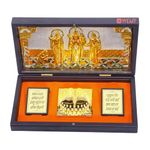 House Of Wemy Lord Gold Plated Ram Darbar Pocket Temple for Pooja Room | Sri Ram, Lakshman, Sita & Hanuman Divine Prayer Boxes with Photo Frame & Charan Paduka | Gifting & Home Decor (Brown- 21.3 cm)