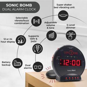 Geemarc Sonic Bomb Alarm Clock – Extra Loud with Vibrating Shaker
