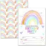 Nopoben Birthday Party Invitation Cards, Rainbow Birthday Party Invitation, Kids Party Celebration, 20 Cards With 20 Envelopes – (caihong01)