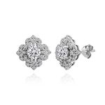 Hoops & Loops Sterling Silver Cubic Zirconia Fleur De Lis Stud Earrings