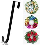 12” Wreath Hanger Over the Door Hooks, Non Scratch Wreath Door Hanger Hooks for Hanging Welcome Sign, Metal Wreath Hangers for Front Door Décor, Thin Door Hanger for Easter Halloween Home Decoration