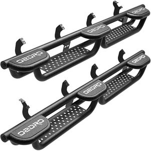 OEDRO Running Boards w/Three Raised Steps Compatible with 2022-2026 Toyota Tundra CrewMax Cab, Wheel to Wheel Side Steps, Bed Access Nerf Bar, Black
