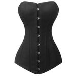 Charmian Women's Spiral Steel Boned Overbust Long Torso Hourglass Body Shaper Corset Black X-Large