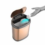 Ninestars DZT-12-13 Automatic Touchless Infrared Motion Sensor Dustbin with Lid| Stainless Steel Bin for Home, Office, Hotel, Bathroom, Kitchen| Fits 2C Batteries | 12 Litres- Gold