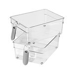 Oggi Set of 2 Storage Bins With Handles - Wide (11.75" x 6.75" x 4.25") - Ideal for Kitchen Organization, Pantry Storage, Fridge Organizing, Clear