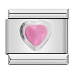 Italian Charms Pink Heart Charm Link fits all classic 9mm Italian style Bracelets - UK stock