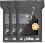 simplehuman Code Q 60 Count, Genuine Odorsorb Custom Fit Liners, Drawstring Odor Absorbing Trash Bags in Dispenser Packs, 50-65 Liter / 13-17 Gallon