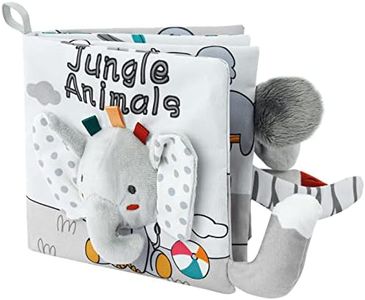 Vicloon Livre Tissu Bébé Eveil,Jouet Educatif Enfant Idée Cadeau Dès la Naissance, Doux Froissé avec des Animaux (Éléphant)