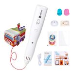 Kretrum Low Temperature 3D Printing Pen Kit with Cute Shape Wireless 3D Pen, 17 Color 1.75mm PCL Filament, Car Stencil and Fun Small Car Toy Base Crayon 3D Stylo 3D (White)