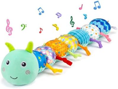 Baby Tummy Time Toys 0-6 Month Musical Stuffed Animal Plush Caterpillar Toy for Infant 6-12 Month Teething Sensory Toy with Crinkle Rattle Babies 0-3-6 Month Newborn Boy Girl Birthday