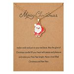 COLORFUL BLING Christmas Necklace with Message Wish Card Christmas Tree Santa Claus Snowflake Pendant Necklace for Women Girls Thanksgiving Xmas Party Gifts, Metal, alloy,