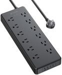 TROND Surge Protector Power Strip, 4000J, 12 Widely Spaced Outlets with 4 USB Ports (2 USB C), 5 FT Flat Plug Extension Cord, 14AWG Heavy Duty, Wall Mount for Home Office Garage