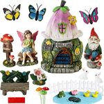 Garden Fairy Garden Decor Accessories - Miniature Flower Gnome Garden Kit Gnome Figurines Statue Set Indoor Outdoor Garden Decoration Gardening Gifts for Girl Boy Mother Girlfriend Birthday