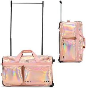 Fanwoli 28" Dance Bag with Garment Rack | Prism-Glowing Collection | Waterproof Iridescent Fabric | Ideal Competition Duffle Bag for Dancer Cheerleader Little Princess | Aurora Galaxy