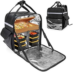 Trunab Insulated Food Delivery Backpack with 2 Side Support Boards and Inner Divided Spaces, Waterproof Delivery Bag Keep Hot/Cold for Bike Delivery, Uber Eats, PostMates, Outdoor Activities - Patented Design