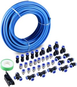 NORJIN100ft Air Line Tubing Kit 5/32 inch or 4mm OD 2.5mm ID Pneumatic Tubing, 38 PCS Compressed Air Line Kit Polyurethane PU Air Hose Pipe Tube and Push to Connect Fittings