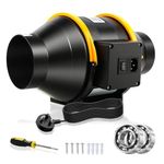 FanGoFast Inline Extractor Fan 100mm/4 inch with Adjustable Speed Controller and UK Plug, Quiet Ventilation Fan for Bathroom, Kitchen, Office, Grow Rooms (Black, 100mm)