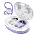 QXQ Wireless Earbuds, Bluetooth 5.3 Headphones 60hrs Dual LED Display Sport Wireless Earphones with in Ear Earhooks Deep Bass Microphone IPX7 Waterproof for Sports/Workout/Gym/Calls PURPLE