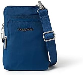 Baggallini Small Securtex Anti-theft Activity Crossbody 7x5 inch - RFID Travel Crossbody Bag for Women with Locking Zipper, Pacific, One Size