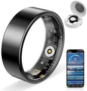 Govllfoz Smart Ring Pro, Fitness Tracker with Heart Rate, Blood Pressure, Stress, Sleep Tracking, Step Tracking, 10ATM Waterproof, Smart Ring for iPhone and Android (Black 2.0, 8)