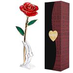 24k Gold Rose,Forever Roses Flower Long Stem 24k Rose Dipped Real Rose, Best Gift for Valentine's Day, Mother's Day, Anniversary and Birthday (red)