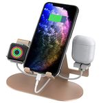 Aduro Trio Charge 3 in 1 Charging Stand [Aluminum] for Apple Phone, iPad, Apple Watch Series 4/3/2/1, & Airpods Charger Station Dock Gold