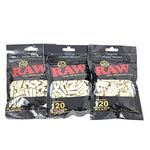 RAW Black Natural Unrefined XL-Rolling Filter 6mm 22mm 120Tips/Bag - 3pack