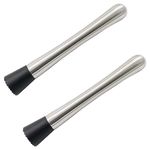 2Pcs Stainless Steel Cocktail Muddler Stainless Steel Bar Stick Masher Fruit Mixer Mojito Masher with Grooved Nylon Head Bar Stick Fruit Mixer for Cocktails Set Bar Tool Set Bartender Tool