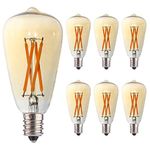 FANNIS E12 Base,6-Pack ST38 LED Light Bulbs Replacement Clear Bulbs String Light Bulbs 4 Watts Equivalent 40W Incandescent Bulbs 2200K Amber Glass for Indoor Outdoor Patio Lights