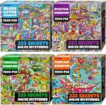 QUOKKA 1000 Piece Puzzle for Adults Set of 4 – 892 Hidden Secrets, Audio Story – All 4 Jigsaw Adult Puzzles in 1 Set – Build Epic Mystery Realm with Rocktail, Twigtail, Furfloat & Blush Lotus Kingdoms