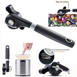 Itian Safety Manual Can Tin Opener,Stainless Steel Ergonomic Anti Slip Design with Smooth Edge Side Cut No Sharp Cuts Can Opener with Rotating Knob and Non-Slippery Handle