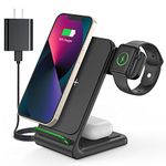 MGG 3 in 1 Wireless Charger Stand for Apple Devices, Charging Station for iPhone 15/14/13/12/11/X/8/SE Series, Apple Wtach/iWatch Ultra 9/8/7/6/SE/5/4/3/2, AirPods 3/Pro/2