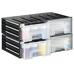 Navaris Small Parts Organiser with 4 Large Drawers - Sorting Box Made of Plastic - Screw Organising System - Box for Workshop Accessories - Assortment Box Black