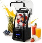Professional Commercial Blender for Kitchen, Heavy Duty Quiet Shield, 2200W Motor, 6 Food Grade Blade, 60 Oz Pitcher, 5 in 1 Functions Countertop Blender for Ice Crush, Smoothies, Shakes, Spreads