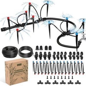 Push-to-Connect Drip Irrigation System Adjustable Irrigation System for Garden Raised Bed Automatic Plant Watering System Complete Drip Irrigation Kit with Drip Emitters, Tubing, Connectors