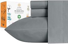 100% Organic Cotton Bed Sheets - Crisp and Cooling Percale Weave, Breathable 4 Piece Sheet Set, Deep Pocket with All-Around Elastic (King, Dark Grey)