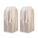 2 Pack Hanging Garment Bags for Closet Storage, 47" Garment Covers Hanging Clothes Bag Organizer, Wardrobe Bag Sealed Clothes Cover Protector for Suit Coats Shirts (60×50×120)