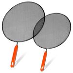 2Pc Splatter Screen for Frying Pan Metal Grease Splatter Guard, Non-Stick Extra Fine Mesh Weave for Cooking & Frying (Black, 2pc (25cm,29cm))