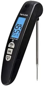 Taylor Precision Products Digital Turbo Instant Read Thermocouple Meat Food Grill BBQ Cooking Kitchen Thermometer, Folding Probe, Black