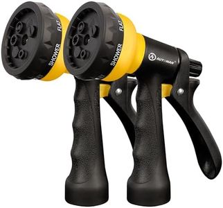 AUTOMAN-Garden-Hose-Nozzle, 2 Pack ABS Water Spray Nozzle with Heavy Duty 7 Adjustable Watering Patterns,Slip Resistant for Watering Plants,Lawn& Garden,Washing Cars,Cleaning,Showering Pets - Yellow