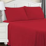 BLUENILEMILLS Deep Pocket Cotton Flannel Solid Sheet Set, Queen, Flat Sheet 108" x 102", Fitted Sheet 72" x 84", and Pillowcases 20" x 40", Burgundy, 4-Pieces by Blue Nile Mills