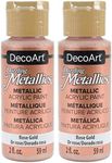 2-Pack - DecoArt Dazzling Metallics Acrylic Colors - Rose Gold, 2-Ounces Each