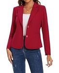 MINTLIMIT Blazer Jacket Women Casual Notched Lapel Long Sleeve Suit Formal Work Office (Red XL)