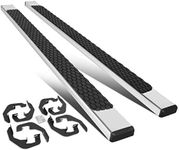 DNA MOTORING STEPB-ZTL-8230-SS Stainless Steel 5 Inches Flat Nerf Step Bar Running Board for 07-18 Sierra 1500 Crew Cab, Metallic/Black