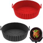 Silicone Air Fryer Liner Round Reusable Washable Pack of 2 - Air Fryer Silicone Liner for Non-Stick Cooking | Air Fryer Liners That Fits Ninja, Tower, Cosori Air Fryers.