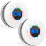 CPVAN Smoke and Carbon Monoxide Alarm with Digital Display, Combination Smoke & Carbon Monoxide Detectors for Home Safety, Smoke Alarm and Carbon Monoxide Detector with Dual Sensor. 2 Pack