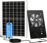 Solar Fan for Chicken Coop, 25W Solar Powered Fans with 15000 mAh Battery & Timer, Silent High Wind Speed, IP65 Rainproof, SSolar Exhaust Fan for Outside Greenhouse Shed Vent Pet House Rabbit Cage