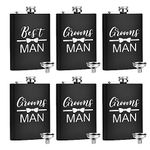 ELEGANTPARK Engraved Groomsmen Gifts Set of 6 for Wedding Groomsmen Best Man Flask Groomsmman Proposal Gifts Stainless Steel 8 OZ Black Hip Flask Bachelor Party Favor Gifts for Groomsmen