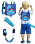 Lehoo Castle Baby Reins, 4 in 1 Toddler Reins for Walking 1-3 Years with Anti Lost Wrist Link, Reins for Toddlers Boys Girls with Safety Harness - Brachiosaurus Blue