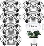 6 Packs Large Metal Plant Caddy with Wheels 13” Rolling Plant Stands Heavy-duty Wrought Iron Plant Roller Base Pot Movers Plant Saucer on Wheels Indoor Outdoor Plant Dolly with Casters Planter Tray